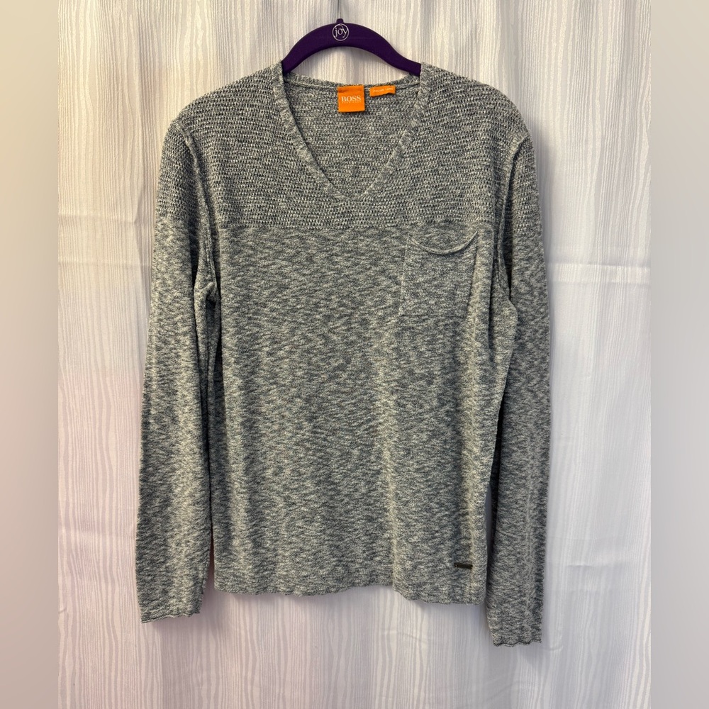 Gray V-Neck Sweater - image 1